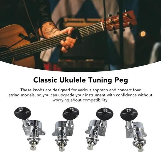 Mécaniques D'accord Pour Ukulélé Ou Guitare Classique 4 Cordes, En Métal Avec Engrenage Interne - 4 Accordeurs + Vis Incluses