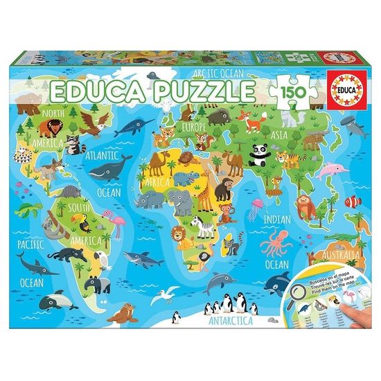 Puzzle Enfant Carte Du Monde Des Animaux 150 Pieces Collection Mappemonde Geographique Jeu Educatifs Nouveaute