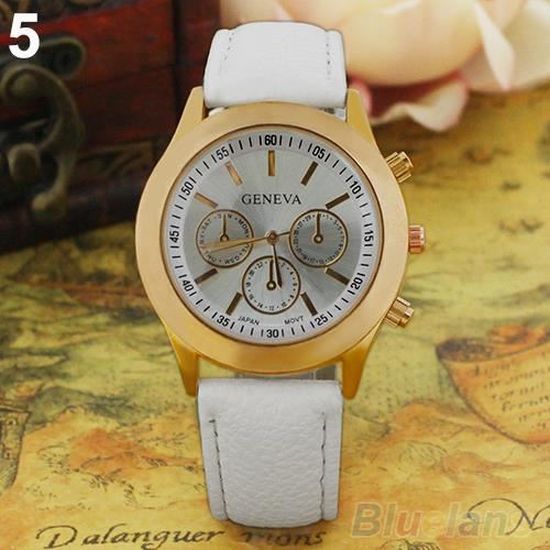 Montre bracelet vintage dorée femme, cadran blanc chiffres romains, jonc torsadé élégant, bijou montre rétro quartz cadeau élégant - France
