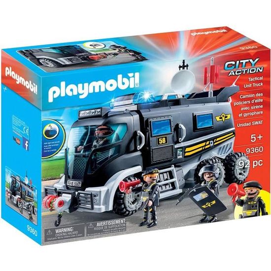 PLAYMOBIL - 9360 - City Action - Camion policiers d'élite avec sirène et gyrophare