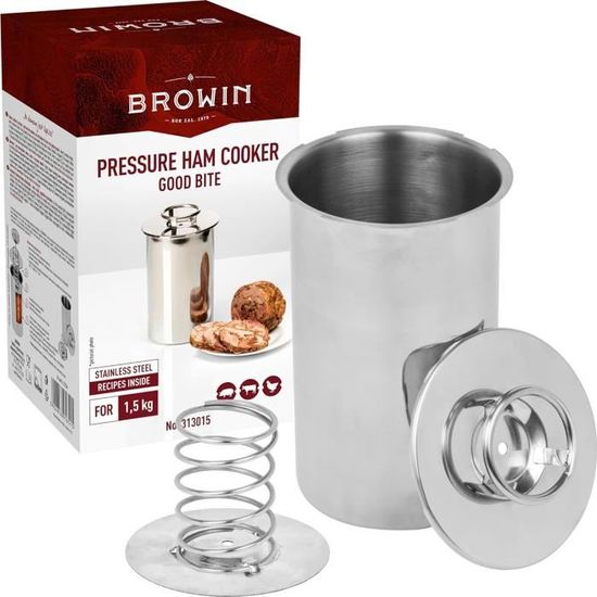 Browin Multidepot Presse A Jambon, Modèle Numéro 313015, Capacité 1,5 kg de viande, Dimensions 17 x 10 x 10 cm, Acier Inoxydable
