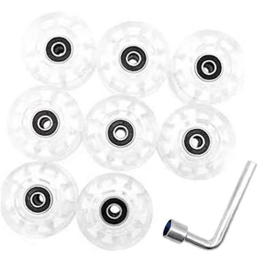 XCVXCV Lot De 4 Roues De Patins à Roulettes Lumineuses D'extérieur Avec Roulements Pour Patinage à Double Rangée Et Skateboard 32 Mm X 58 Mm (blanc