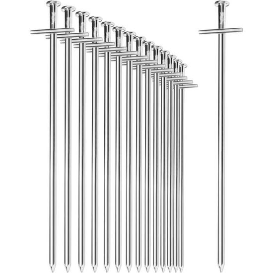 24 Piquets De Tente En Acier Com-four® - Sardines Longs Durables Avec Tête Plastique Pour Camping