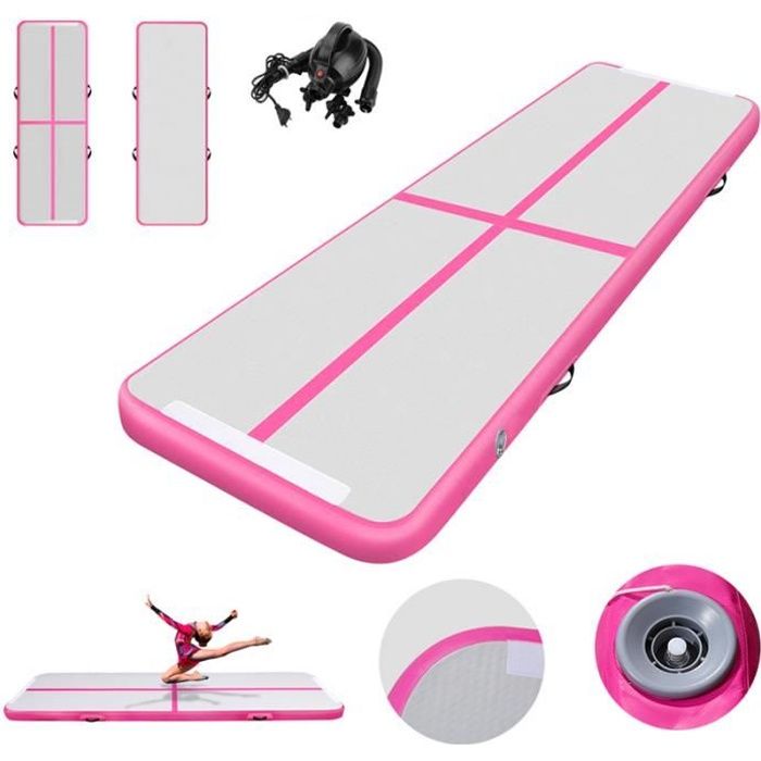 VINGO Airtrack tapis de gymnastique Air Track tapis de gym gonflable tumbling gymnastique dim. 300L x 100l x 10H cm Rose