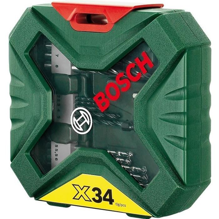 Coffet 34 pièces Bosch Embouts de vissage X-line Classic + forets