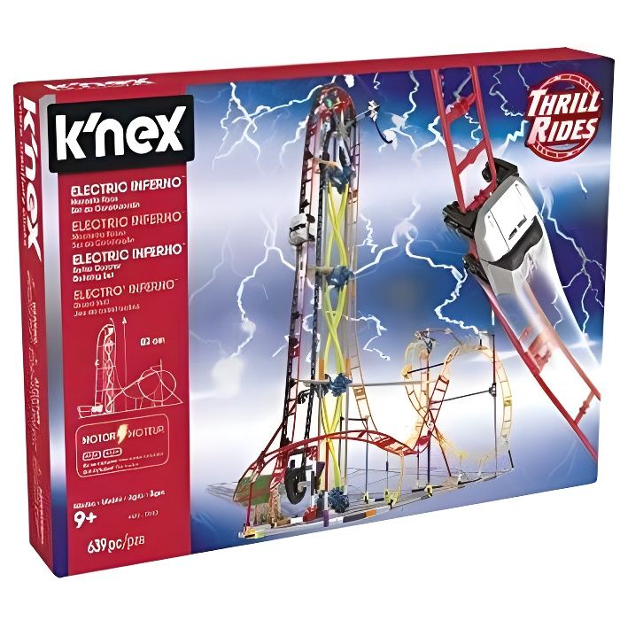 Knex Cars Thrill Rides. Montagne Russe Electric Inferno. Kit de Jeu de Construction avec Moteur 639 pièces. À partir de 9 Ans