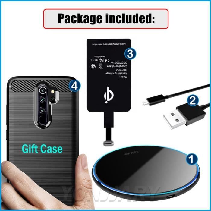 Kit Chargeur sans fil - Récepteur De Charge Sans Fil Qi pour Xiaomi Redmi Note 8 Pro 6.53 ''Sans Fil Chargeur