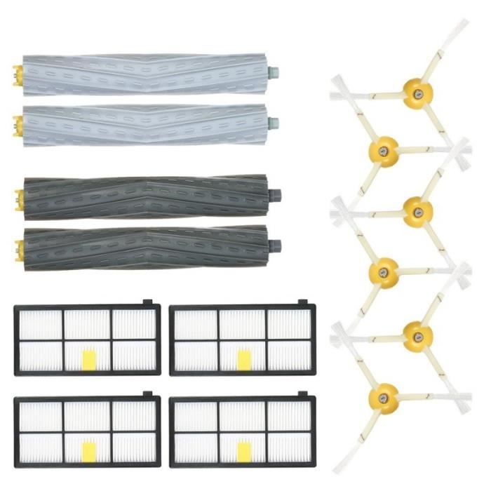 6 Brosses Latérales + 4 Filtres HEPA +2 Brosses Extracteur de Débris Aspirateur Kit d'Accessoires pour iRobot Roomba Séries 800 900