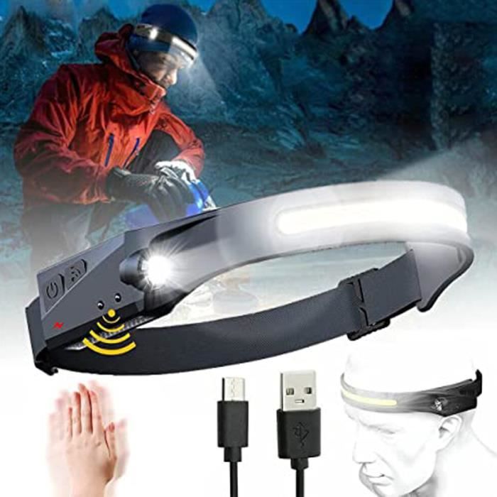 Portable Mini COB LED Capteur Phare Rechargeable USB Chasse Torche XPE LED Intégré USB Torche Rechargeable Batterie Tête Torche