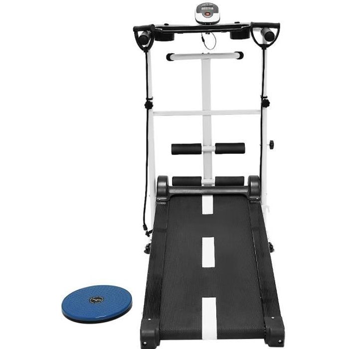 3 en 1 Tapis de Course Pliable Tapis Roulant Mécanique Tapis de Marche Courir, Sit-ups pour la Maison ou Le Bureau