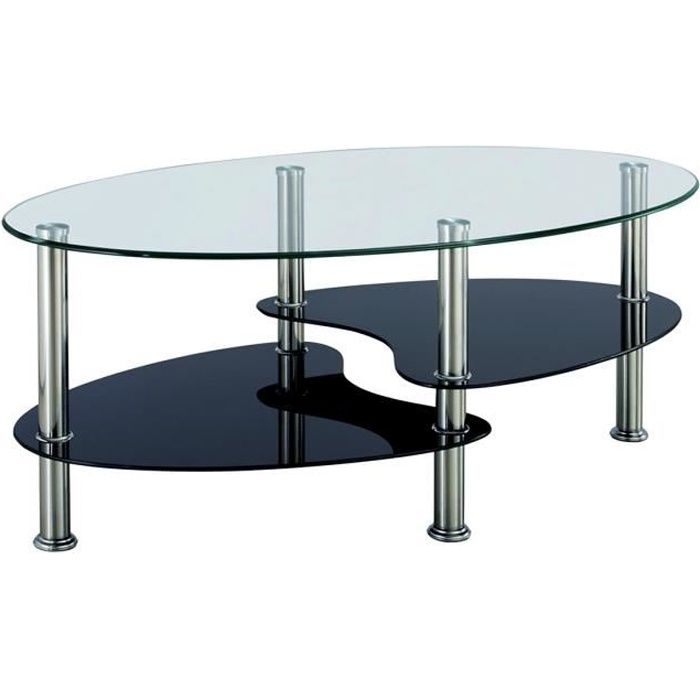 table basse en verre pieds chromé