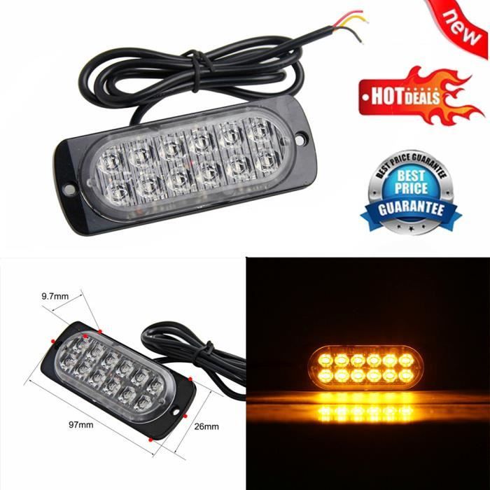 LED voiture Avertissement Lumière d'urgence Ampoule jaune clignotant Strobe Beacon 12V-24V sghakiuty1590