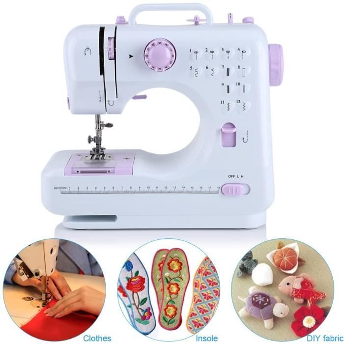 Machine à Coudre/Machine a Coudre Portable avec tiroir pour Accessoires, Lampe intégrée et 12 Types de Points différents