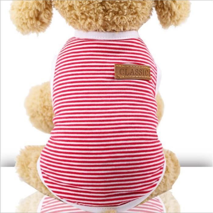 Rouge-M -Vêtements d'été pour chats - En coton, gilet rayé pour animaux de compagnie chats t shirt pour chat, chemise vêtements p