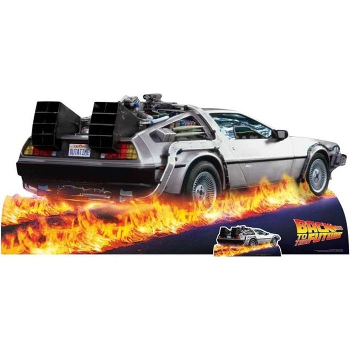 Figurine en carton du film Retour vers le futur, voiture DeLorean taille réelle H 90 x 195 cm