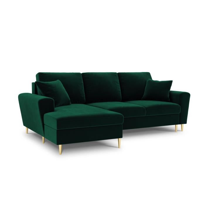 Canapé d'angle 4 places Tissu Design Vert
