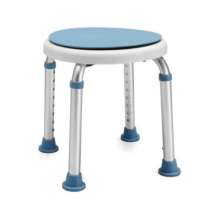 Tabouret de Douche de Bain Chaise de Douche Rond à Hauteur Réglable Pieds Antidérapant L57050