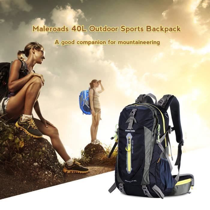 40L Sac à dos de Randonnée Alpinisme Sac Ordinateur de Voyage Sport Trekking Camping Escalade Activité Quotidien Nylon - Noir