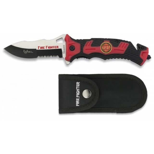 artinez Assisted Knife Albainox Fire Fighter, avec mango caoutchouc-ABS, système d'ouverture Fos, lame en acier inoxydable de 9,1