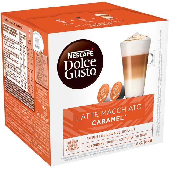 LOT DE 5 - Dolce Gusto - Capsules de café latte macchiato caramel 8+8 capsules