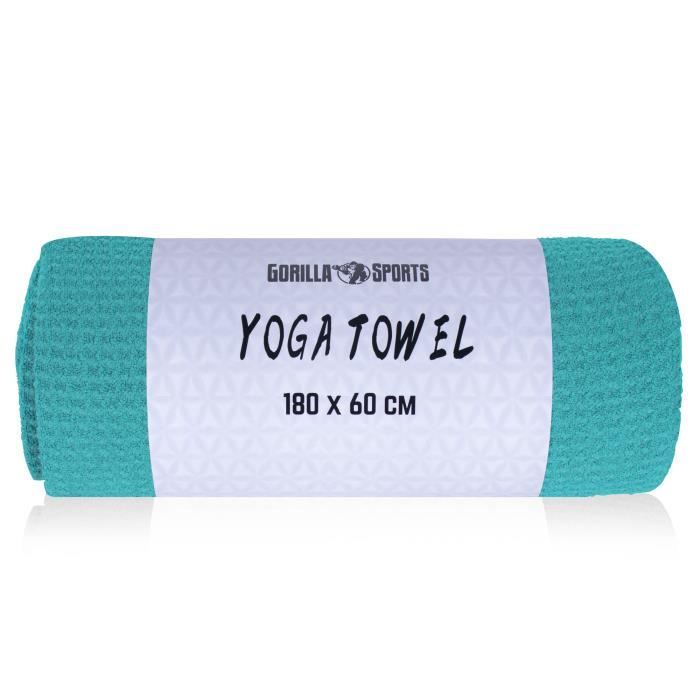 Serviette de yoga bleue turquoise - 180 x 60 cm
