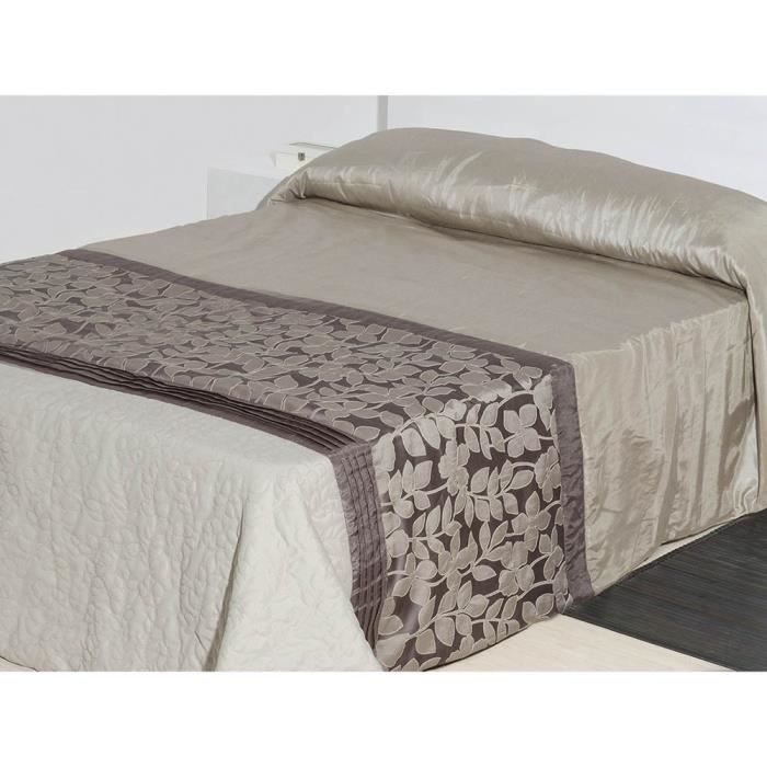 Couvre-lit floral pour lit brun taffetas(240x260)