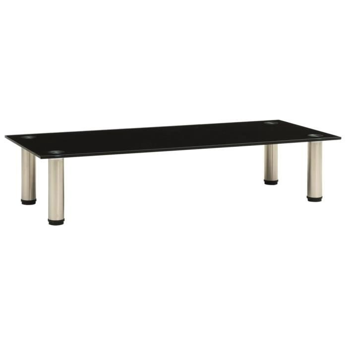 SIB Meuble TV Noir 80x35x17 cm Verre trempé