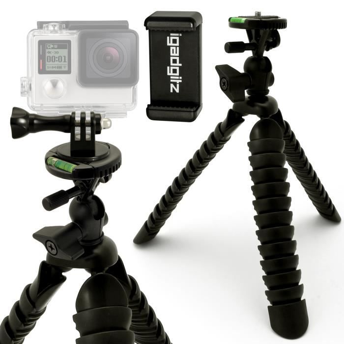 igadgitz Trépied Flexible + Smartphone Fixation Support + Adaptateur avec vis et écrou