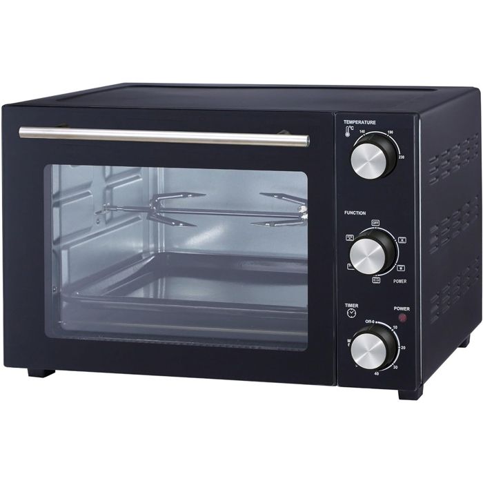 Four multifonction 22L tournebroche grill 1300W ARIZONA noir 5 programmes de cuisson avec minuterie et accessoires