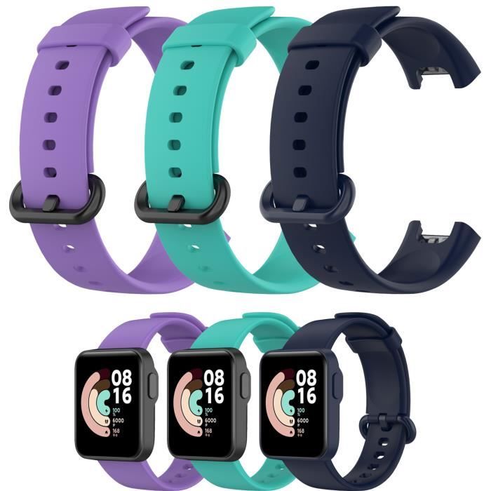 3 Pièces Bracelets Compatible pour Xiaomi Mi Watch Lite et Redmi Watch Lite, Silicone coloré Remplacement Bracelet