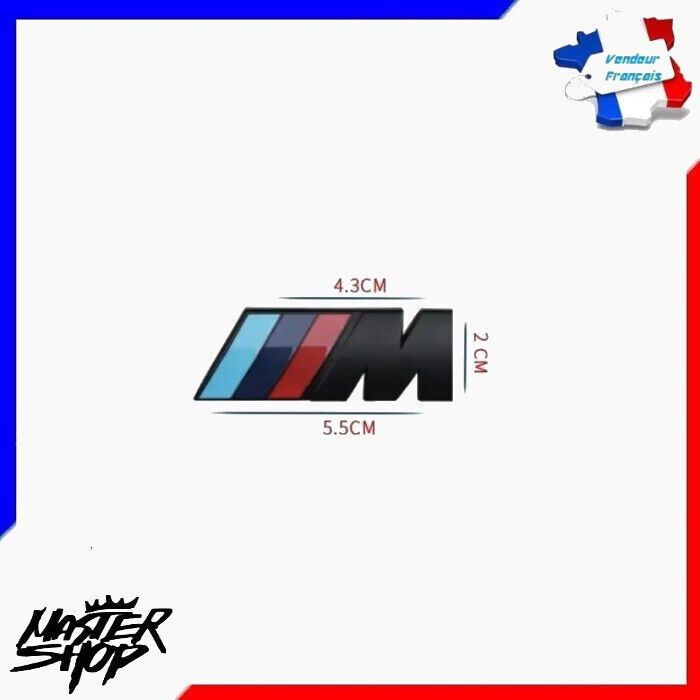 Logo ///M BMW Sport Performance Emblème Badge Noir Autocollant Argent 5.5cmx2cm