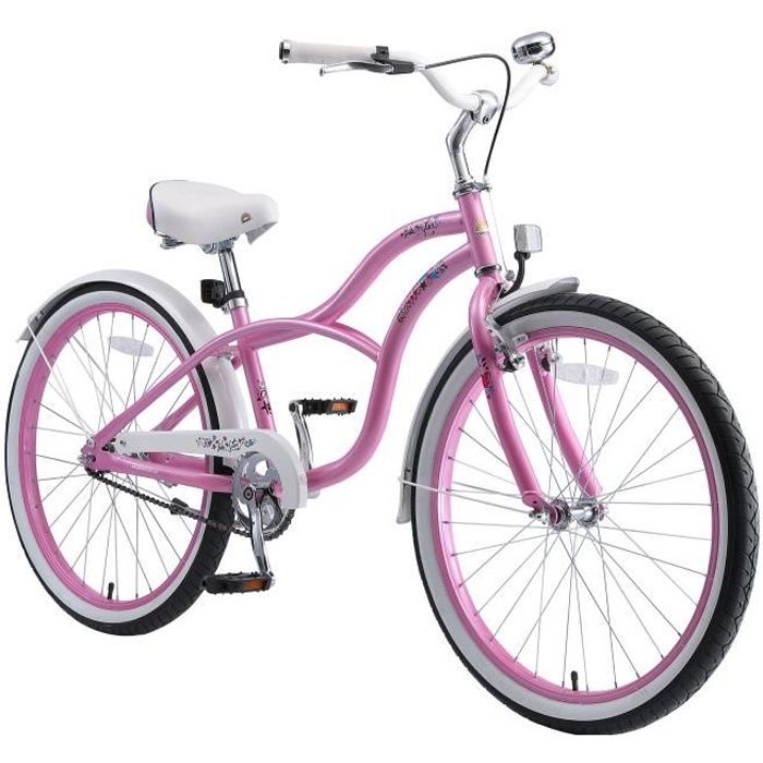 BIKESTAR | Vélo pour enfants | 24 pouces | pour garçons et filles de 10-13 ans | Edition Cruiser | Rose