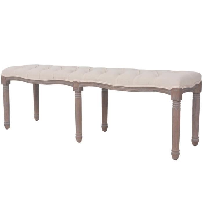 Banc Lin Bois massif Banc d’extérieur Banc de jardin Chaise de jardin150 x 40 x 48 cm Blanc crème