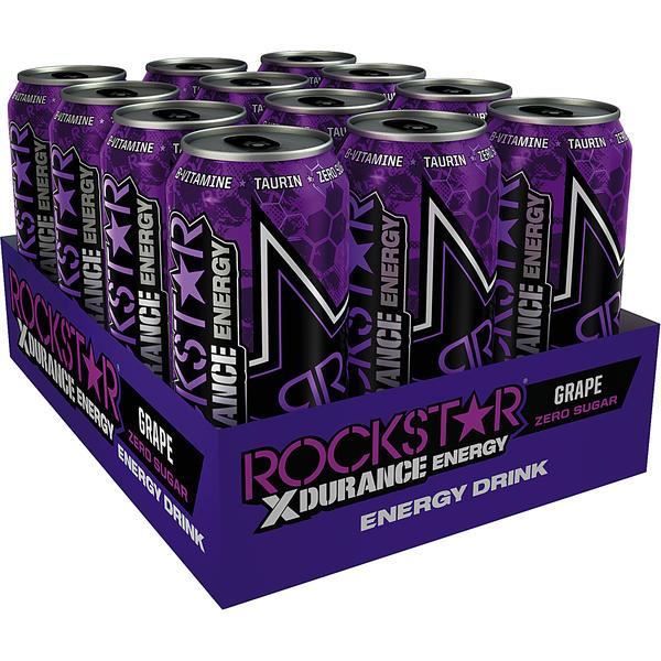 Rockstar XDurance Grape (Grain de raisin) Energy Drink 0,5l (Pack de 12)