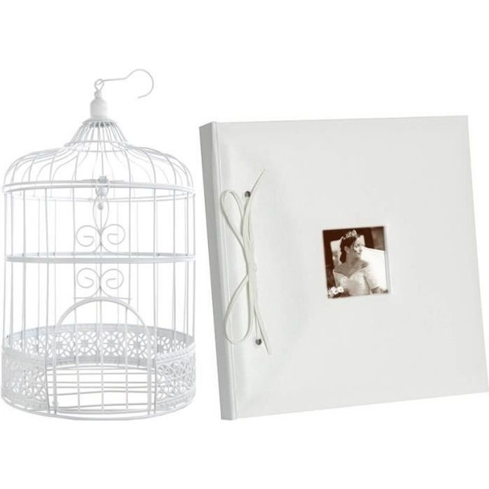 1 Pack mariage avec urne cage et livre d'or blanc REF/3871-2909