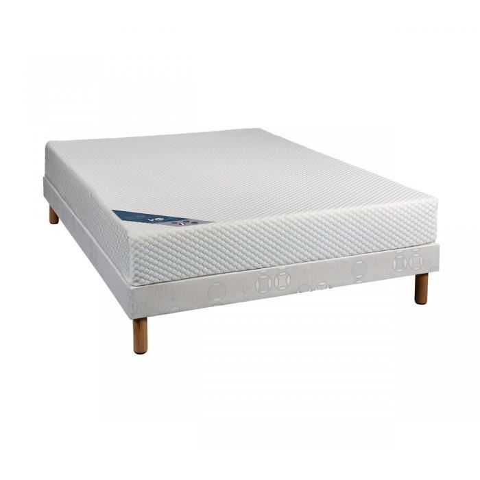 Ensemble matelas mémoire de forme Someo V30 sommier pieds 90x190