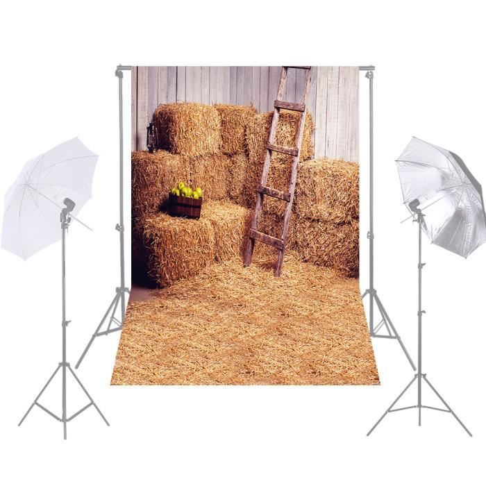 Andoer 1.5 * 2.1 m Ferme Photographie Fond Paille De Foin Pile Échelle Toile de Fond Photo Studio Props