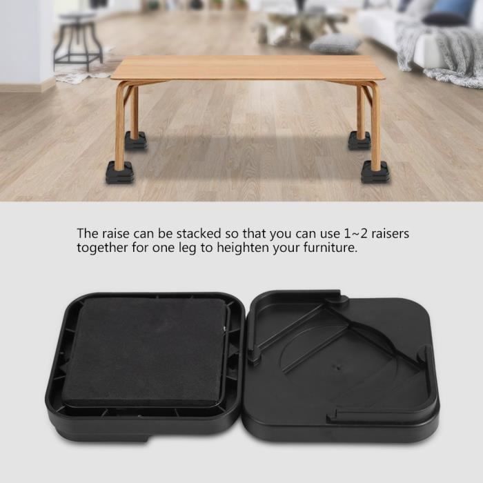 8Pcs Pied de meubles Riser de fourniture Réhausseur de meuble Lit - Table - Bureau - Canapé-Chaise YES2