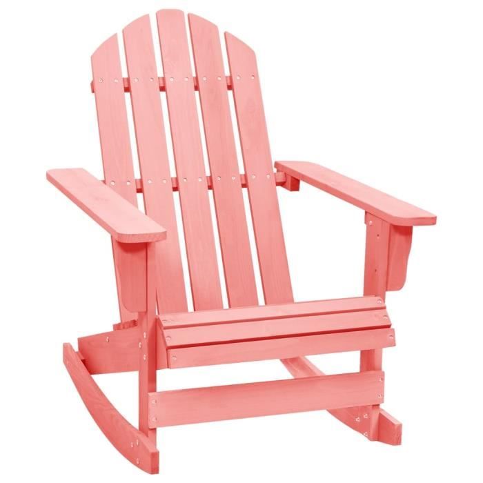 Chaise à bascule de jardin Adirondack Bois de sapin massif Rose LEU96