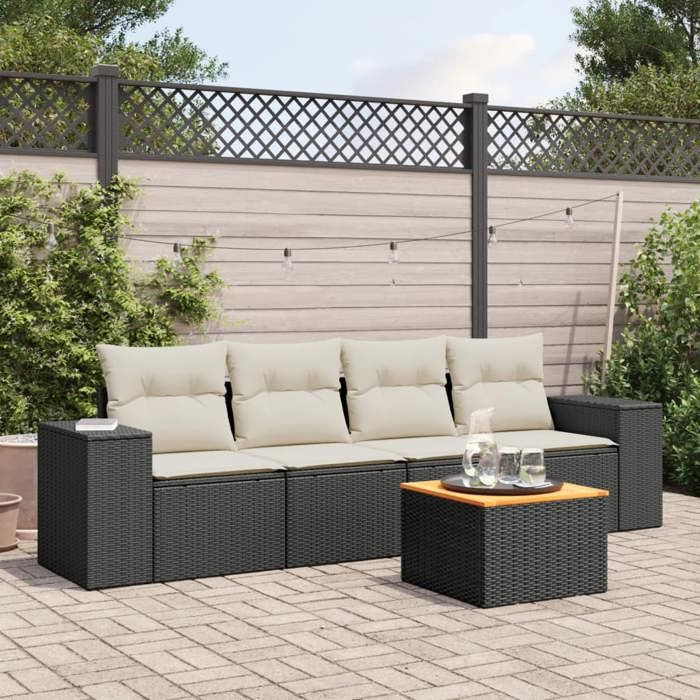vidaXL 5 pcs Salon de Jardin Résine Tressée