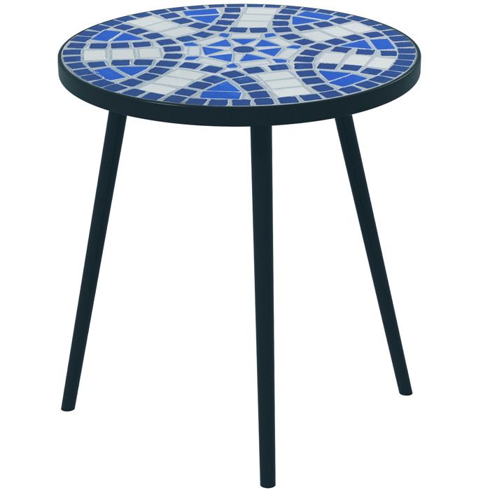 Table bistro ronde de jardin Outsunny table d'extérieur plateau mosaïque céramique acier Ø35 x 45,5H cm noir