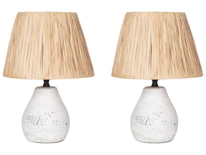 Lot de 2 lampes à poser en céramique blanche ARWADITO