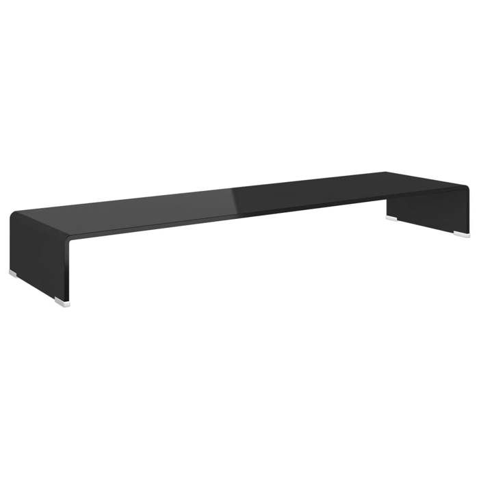 Meuble TV Table TV - 110x30x13 cm - verre noir LL74075