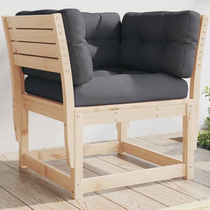 vidaXL Canapé de Jardin Accoudoir avec Coussins Chaise de Terrasse avec Dossier Fauteuil de Salon Patio Extérieur Bois 844694
