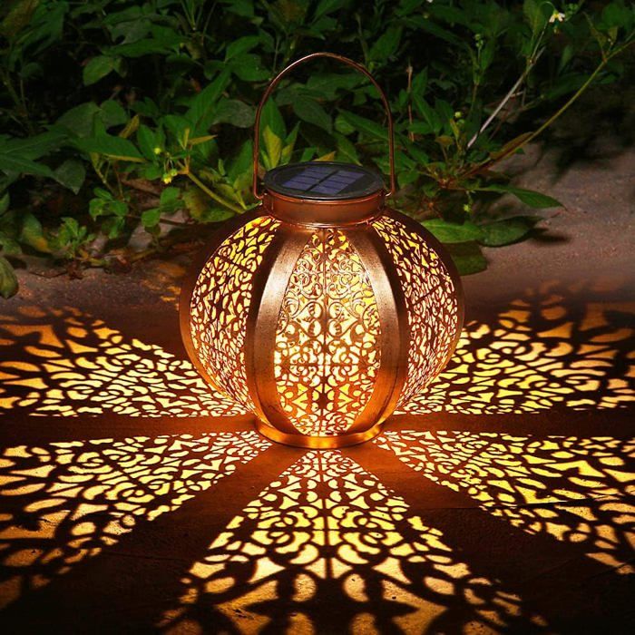 Grande Lanterne Solaire Jardin Décoration Extérieur Étanche Luminaire Solaire Patio Décoratif Métal Lampe de Patio