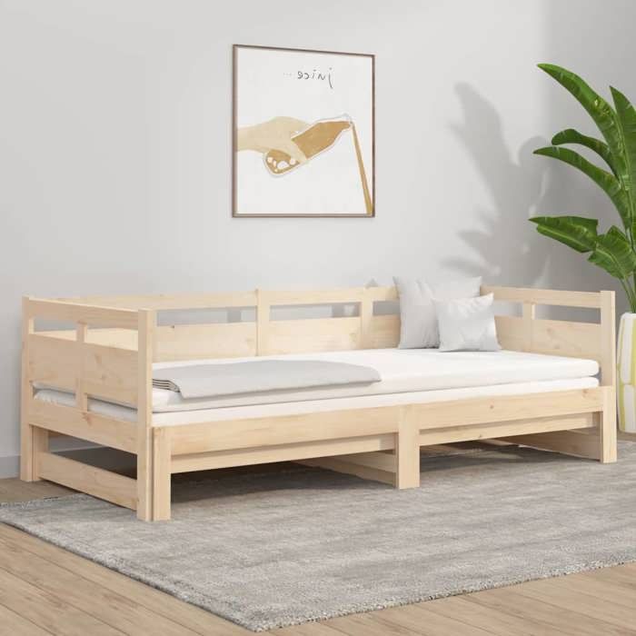 SALE 2025Lit coulissant/Lit Gigogne - Lit 2 personnes - bois de pin massif 2x(90x190) cm30 Kg 2371