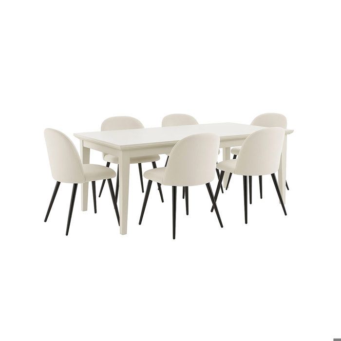 Venedig ensemble pour salle à manger table à manger blanc 95x180/276 avec 2 plateaux supplémentaires 6 chaises velours côtelé beige. Venedig ensemble pour salle à manger table à manger blanc 95x180/276 avec 2 plateaux supplémentaires 6 chaises velours côtelé beige.