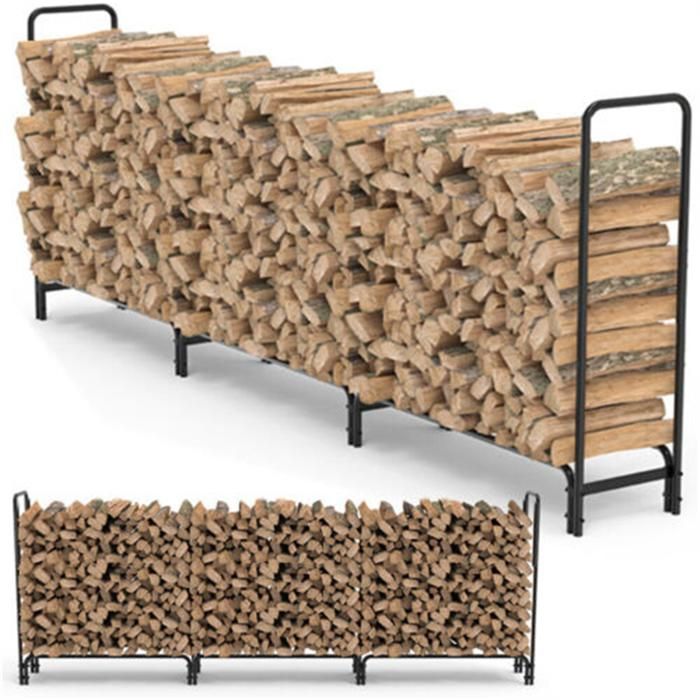 Bûche Extérieur Bois Jardin - 344.9x117x35cm Rangement Bûche Charge 408kg