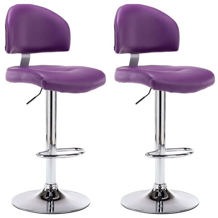 Chaises de bar CLOUD lot de 2 Tabourets Hauts Siège Haut violet similicuir LV835