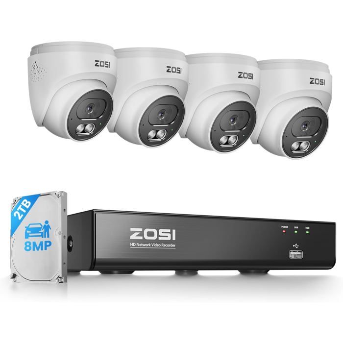 ZOSI Sistea de cáara de seguridad inalábrica 2K 8CH Spotlight con audio bidireccional, 2K H ZOSI Sistea de cáara de seguridad inalábrica 2K 8CH Spotlight con audio bidireccional, 2K H